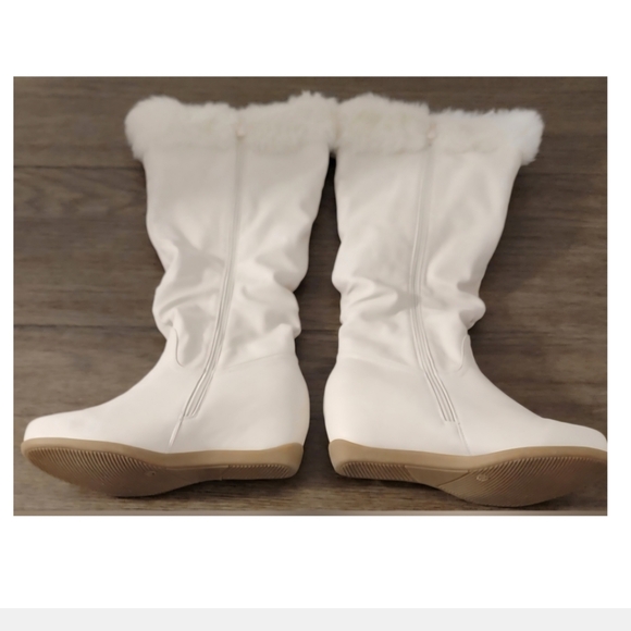 Midnight Velvet Winter White Leather Fur Hidden Wedge Women's Boots Size 11 - Picture 9 of 16